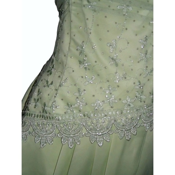Masquerade Dress Vintage y2k Lime Green Fairy Mesh Glitter Gown Princess Pixie - Picture 11 of 16